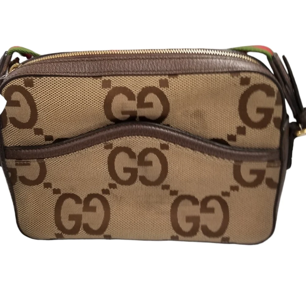 Gucci Beige & Brown Jumbo GG Messenger Bag